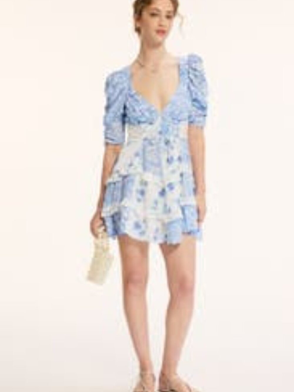 For Love & Lemons Rosalyn Floral Mini Dress | Puff Sleeve size M